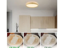 NETTLIFE Lámpara de Techo LED - Lámpara de Aspecto de Madera Ø40cm Lámpara de Techo Lámpara de Dormitorio Regulable 43W con Control Remoto