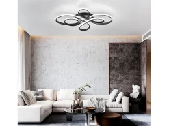 NETTLIFE Lámpara de Techo LED Moderna Regulable, Negra, 26" 65W, con Control Remoto, Adecuada para Comedor, Oficina