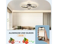 NETTLIFE Lámpara de Techo LED Moderna Regulable, Negra, 26" 65W, con Control Remoto, Adecuada para Comedor, Oficina