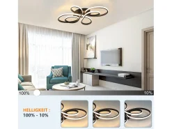 NETTLIFE Lámpara de Techo LED Moderna Regulable, Negra, 26