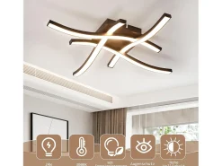 NETTLIFE, lámpara de techo LED negra de 24W, 3000K, luz blanca cálida, diseño moderno.