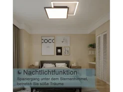 NETTLIFE Lámpara de Techo LED 46W Sala de Estar Lámpara de Moderna Regulable Negra con Diseño de Cielo Estrellado para Dormitorio Estudio Hotel