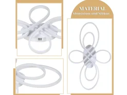 NETTLIFE Lámpara de Techo LED Regulable 80 cm Blanco 78 W Salón Diseño Moderno Dormitorio con Mando a Distancia Ideal para Oficina Cocina