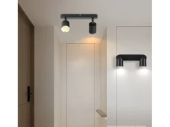 NETTLIFE Lámpara de techo de metal negro 2 focos orientable 330° diseño GU10 para salón pasillo escalera cocina (bombillas no incluidas)