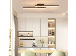 NETTLIFE Lámpara de Techo LED Negra 12W Lámpara de Metal de Cristal Moderna Luz Cálida 3000K para Dormitorio Pasillo Cocina Oficina Sala de Estar
