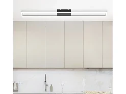 NETTLIFE Lámpara de techo para habitación LED de 40W regulable con control remoto, lámpara para salón moderna de 108 cm de largo, color negro.