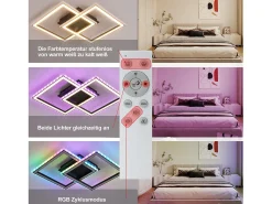 NETTLIFE Lámpara de techo LED RGB moderna para sala de estar, regulable con control remoto, 3000-6000 K, RGB moderna, 13
