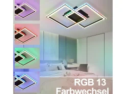 NETTLIFE Lámpara de techo LED RGB moderna para sala de estar, regulable con control remoto, 3000-6000 K, RGB moderna, 13