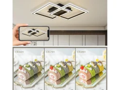 NETTLIFE Lámpara de techo LED RGB moderna para sala de estar, regulable con control remoto, 3000-6000 K, RGB moderna, 13