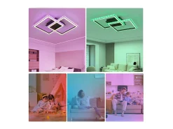 NETTLIFE Lámpara de techo LED RGB moderna para sala de estar, regulable con control remoto, 3000-6000 K, RGB moderna, 13