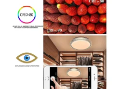 NETTLIFE Lámpara de Techo LED con Control Remoto Regulable 18W, Diámetro 30cm, Cielo Estrellado de Cristal Moderno, Adecuada para Dormitorio,