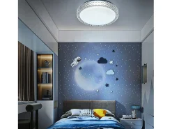 NETTLIFE Lámpara de Techo LED con Control Remoto Regulable 18W, Diámetro 30cm, Cielo Estrellado de Cristal Moderno, Adecuada para Dormitorio,