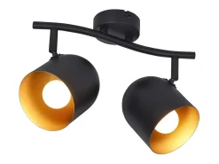 NETTLIFE Lámpara de techo E14 negro dorado vintage foco de techo orientable sin bombilla 350° orientable