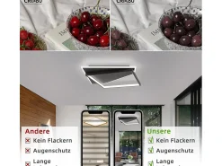 NETTLIFE Lámpara de Techo LED de Diseño Moderno 53W Negro Regulable con Control Remoto Sala de Estar para Dormitorio Cocina Pasillo Oficina