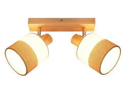 NETTLIFE Lámpara de techo LED 2 focos Lámpara de techo Lámpara de pasillo Madera E14 Vintage Ajustable 350°