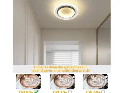 NETTLIFE Lámpara de Techo LED Blanca Lámpara de Redonda de 14 W 3000 K Blanco Cálido Lámpara de de Diseño Moderno Lámpara de Techo 23,5 cm para