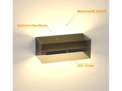 NETTLIFE Lámpara LED de pared interior - 2 en 1, Negro, 5W, Arriba/Abajo, 3000K Blanco cálido, Ajustable
