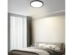 NETTLIFE Lámpara LED de techo plana para dormitorio, color negro, 18 cm, 15 W, no regulable, blanco cálido 3000 K
