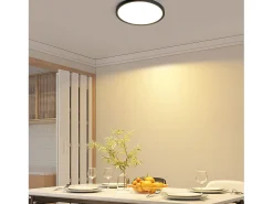 NETTLIFE Lámpara LED de techo plana para dormitorio, color negro, 18 cm, 15 W, no regulable, blanco cálido 3000 K