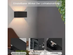 NETTLIFE Lámpara LED mural Negra IP65, Luz Blanca Cálida Ajustable G9, Para Interior y Exterior, Salón