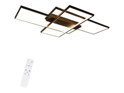 NETTLIFE Lámpara techo ajustable 100x70x8cm, 3 LED negras cuadradas, Control remoto, Iluminación acrílica 88W