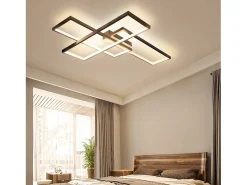 NETTLIFE Lámpara techo LED, Iluminación moderna 3 cuadrados, 67x47x10cm, Metal 35W, Pared, Negro, 3000K