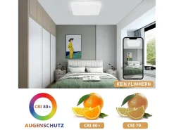 NETTLIFE Lámpara techo LED, cielo estrellado, control remoto, 37W, para dormitorio infantil, cuadrada 28cm, ideal para salón, cocina, pasillo.