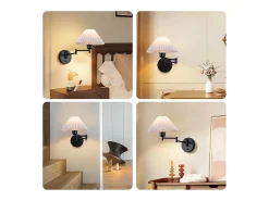 NETTLIFE Lote de 2 adhesivos, adhesivo interior vintage: Difusor E27, retroiluminación pared orientable, 40W.MAX, blanco, sin bombilla.