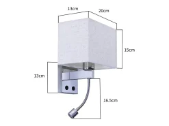 NETTLIFE lote de 2 lámparas murales LED para interiores, para habitación, aplique para salón, lámpara de cabecera, cama de tela con brazo de lectura flexible E27.