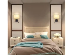 NETTLIFE lote de 2 lámparas murales LED para interiores, para habitación, aplique para salón, lámpara de cabecera, cama de tela con brazo de lectura flexible E27.