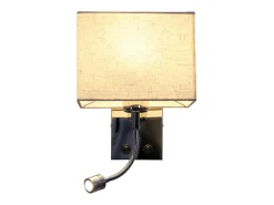 NETTLIFE lote de 1 lámparas murales LED para interiores, habitación, aplique, salón, lámpara de cama, cama de tela con brazo de lectura flexible E27.