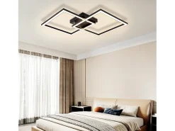 NETTLIFE luces de techo para salón, LED blanco cálido negro, 3000K, diseño moderno angular, 24W.