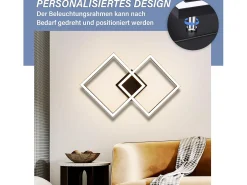 NETTLIFE luces de techo para salón, LED blanco cálido negro, 3000K, diseño moderno angular, 24W.