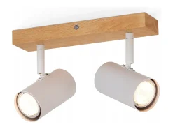 NETTLIFE Luz de techo con 2 bombillas de madera GU10, blanca, lámpara de pasillo interior moderna, con un ángulo de 350° para salón y dormitorio.