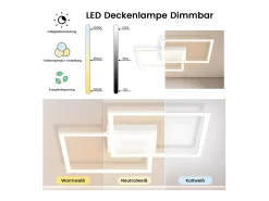 NETTLIFE Luz de Techo LED Regulable Sala de Estar Diseño Moderno con Control Remoto 52W Lámpara de Dormitorio de Cocina para Comedor Cocina
