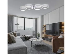 NETTLIFE Luz de Techo LED Regulable 55W Anillo Redondo Blanco Moderno con Control Remoto 88cm para Dormitorio Sala de Estar Oficina Cocina