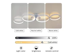 NETTLIFE Luz de Techo LED Regulable 55W Anillo Redondo Blanco Moderno con Control Remoto 88cm para Dormitorio Sala de Estar Oficina Cocina