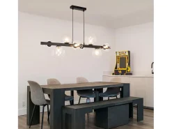 NETTLIFE Mesa de comedor colgante, lámpara colgante para salón, colgante G9, 8 bombillas de vidrio moderno.