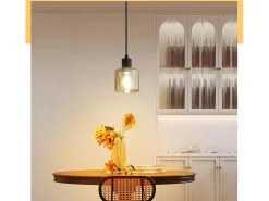 NETTLIFE Mesa de comedor suspendida, lámpara colgante vintage, colgante E27, colgante negro, 1 bombilla retro industrial.