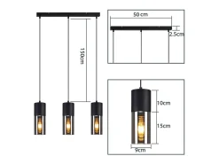 NETTLIFE Mesa de comedor suspendida E27 - Moderna suspensión de 3 bombillas LED orientables.
