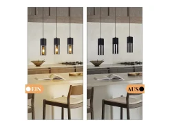 NETTLIFE Mesa de comedor suspendida E27 - Moderna suspensión de 3 bombillas LED orientables.