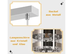 NETTLIFE Mesa de comedor suspendida moderna de cristal, con 4 lámparas E27 suspendidas, 150 cm, altura regulable.