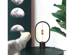 NETTLIFE Mesa de noche - Lámpara LED - Negra, lámpara de mesa: Pequeña lámpara magnética decorativa con USB.