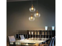NETTLIFE Mesa suspendida para comedor de vidrio - 1 lámpara vintage E27 con una llama, lámpara de techo negra.