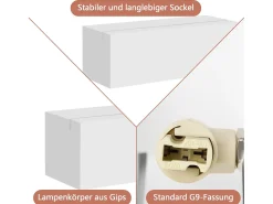 NETTLIFE Modern G9 Aplique de pared interior de yeso blanco para pasillo Escaleras arriba y abajo