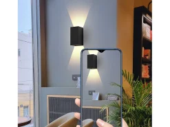 NETTLIFE Pack de 2 Aplique LED para exterior e interior: iluminación de pared negra, lámpara exterior, pared de casa 5 W IP65 blanco cálido 3000 K
