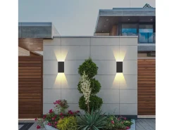 NETTLIFE Pack de 2 Aplique LED para exterior e interior: iluminación de pared negra, lámpara exterior, pared de casa 5 W IP65 blanco cálido 3000 K