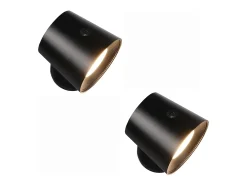 NETTLIFE Pack de 2 Lámpara de pared de jaula de metal interiores, lámpara de techo de metal ajustable moderna regulable de 360 ​​​​°, diseño negro
