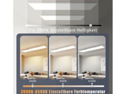 NETTLIFE Panel LED 120x30, regulable de intensidad con mando a distancia, 40W, negro.