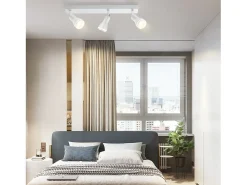 NETTLIFE Plafófono Blanco moderno: 3 focos del techo orientables de metal, plafófono GU10, para habitación, comedor, sin bombilla.